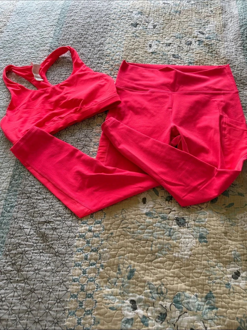 Fabletics Bright Pink Activewear Set - Sports Bra & Leggings